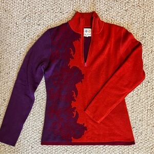 Title Nine Red and Purple Half-Zip Sweater
